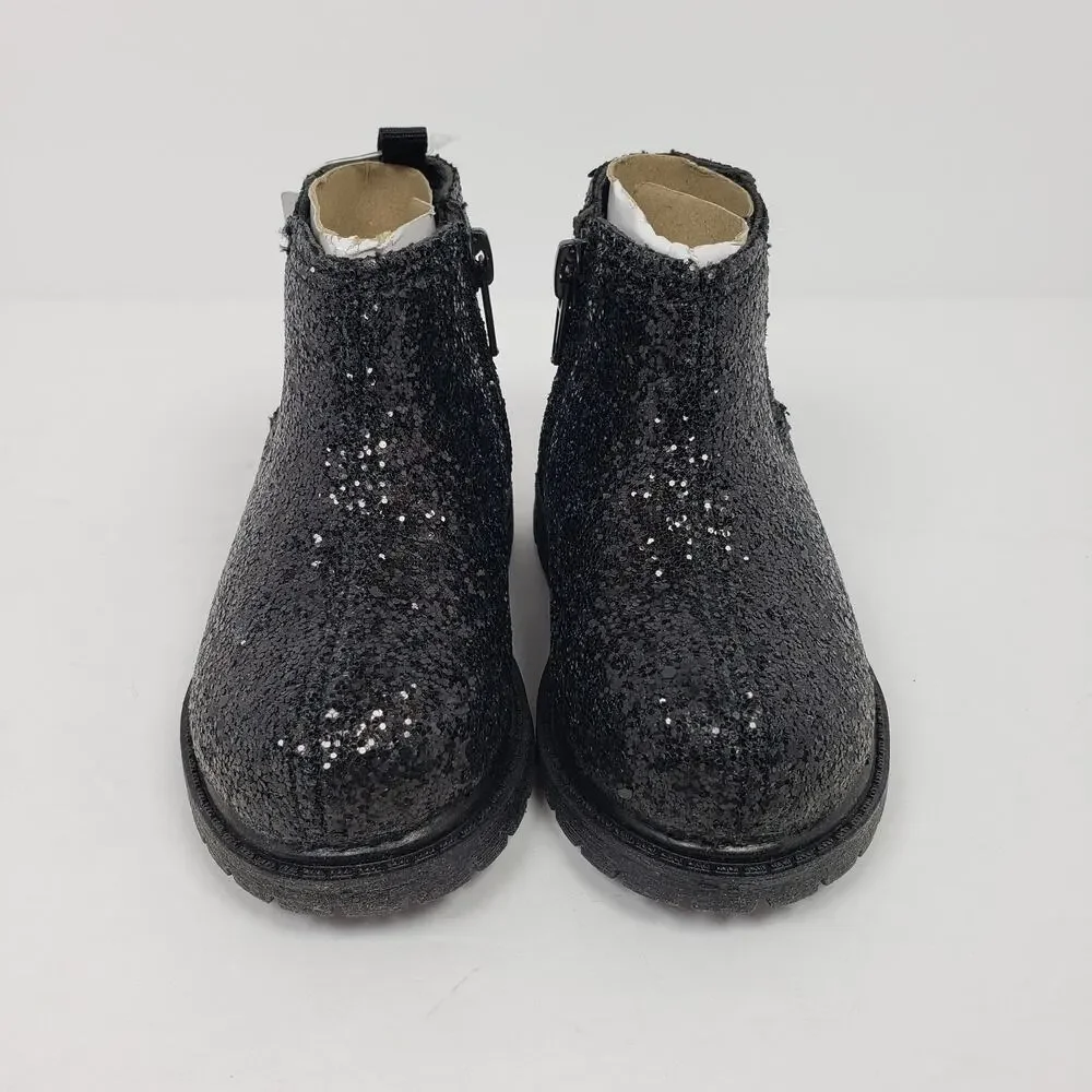 Carters Bessy Toddler Girls Size 5 Black Sparkle Glitter Casual Chelsea Boots